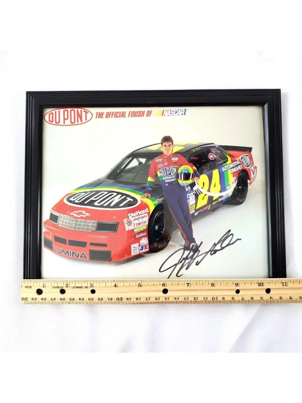 Jeff Gordon #24 DuPont Chevy Lumina ROOKIE YEAR 1994 Autographed Framed Picture - Picture 7 of 8
